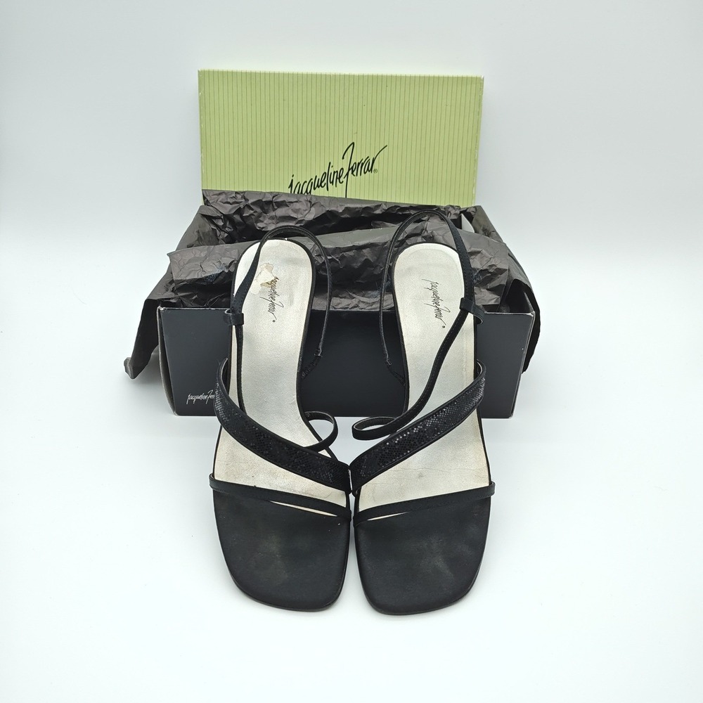 Jacqueline Ferrar Gaston Black Slingback‎ Sandals Womens 7.5 Y2K Minimalist